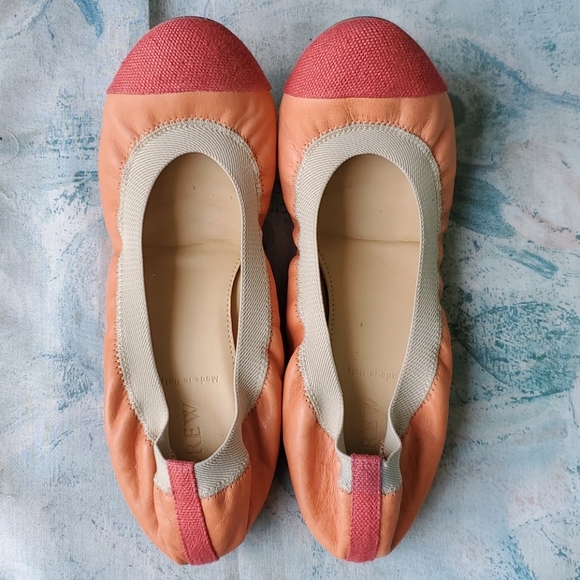J. Crew Shoes - J. Crew Colorblock Leather Orange and Red Flats